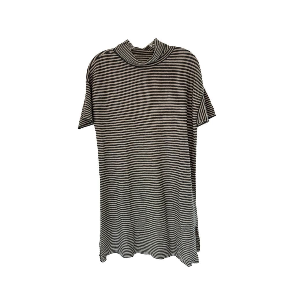 Eileen Fisher‎ Dress Gray Mockneck Soft Merino Wool Sweater Shirt Dress Medium